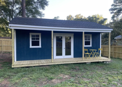 The cabin comes in many different colors like this blue