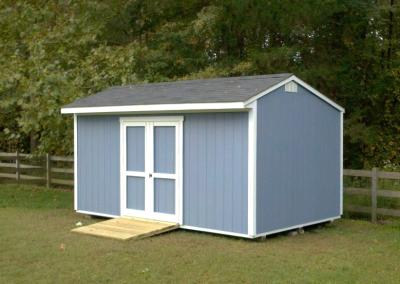 Blue Tackroom storage solution with 1 foot roof overhang